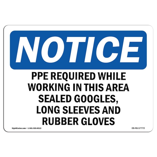 OSHA, PPE Required While Working In Area, 5in X 3.5in, 10PK, 5" W, 3.5" H, Landscape, PK10